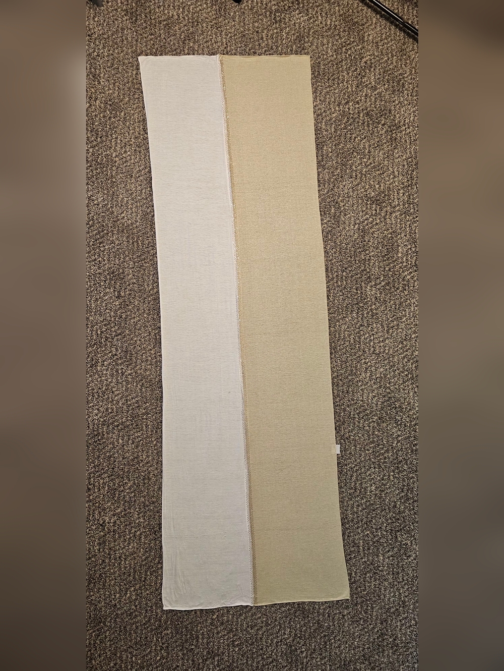 Hijab Mustard Two-Tone Stretch Fabric Panel in Light Gray and Beige